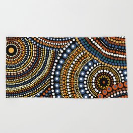 Mandala dots Orange-Blue Beach Towel