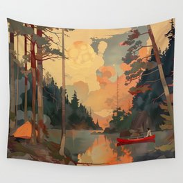 The Red Canoe Wall Tapestry