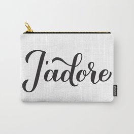 J’adore  calligraphy hand lettering. I adore in French Carry-All Pouch | France, Frenchquote, Adore, Handwritten, Valentinequote, Heart, Valentineday, Lettering, French, Valentinetypography 