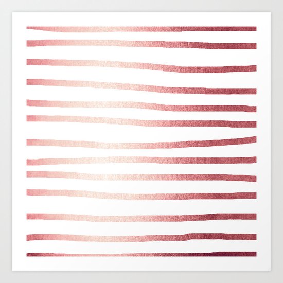 Simply Drawn Stripes Rose Gold Twilight Art Print
