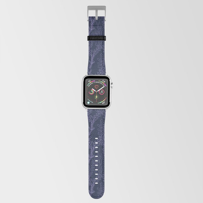 outline seaweed on dark blue background seamless pattern Apple Watch Band