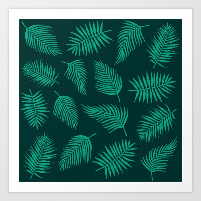 Green Palm Leaf Pattern 08 Art Print