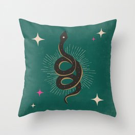Slither - Green Throw Pillow