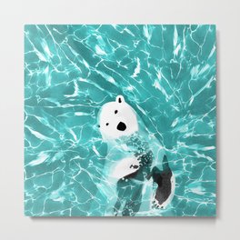 Playful Polar Bear In Turquoise Water Design Metal Print | Animal, Bearlovers, Uniquepattern, Abstractdesign, Abstractdecor, Summerdesign, Abstractillustration, Uniquedesign, Abstractpattern, Polarbear 