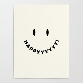 Happy Smiley Face - Off White Poster
