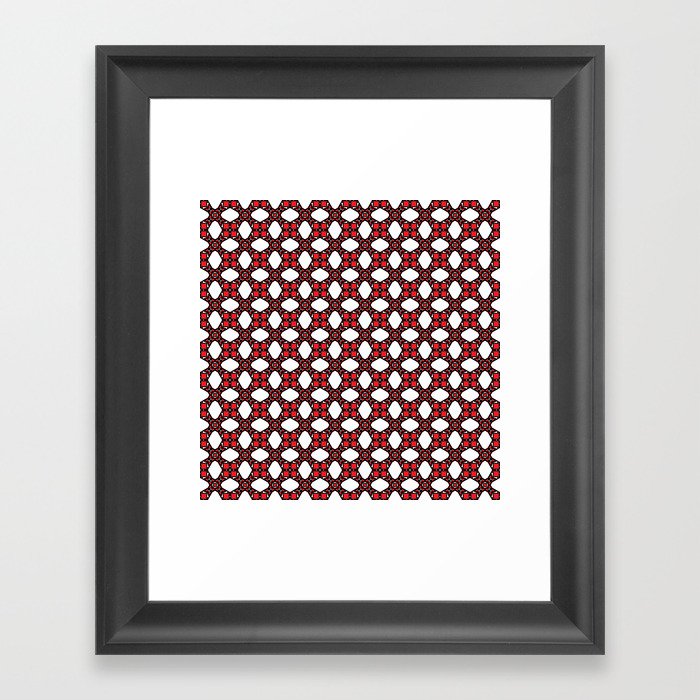 Modern Red White Square Pattern Framed Art Print