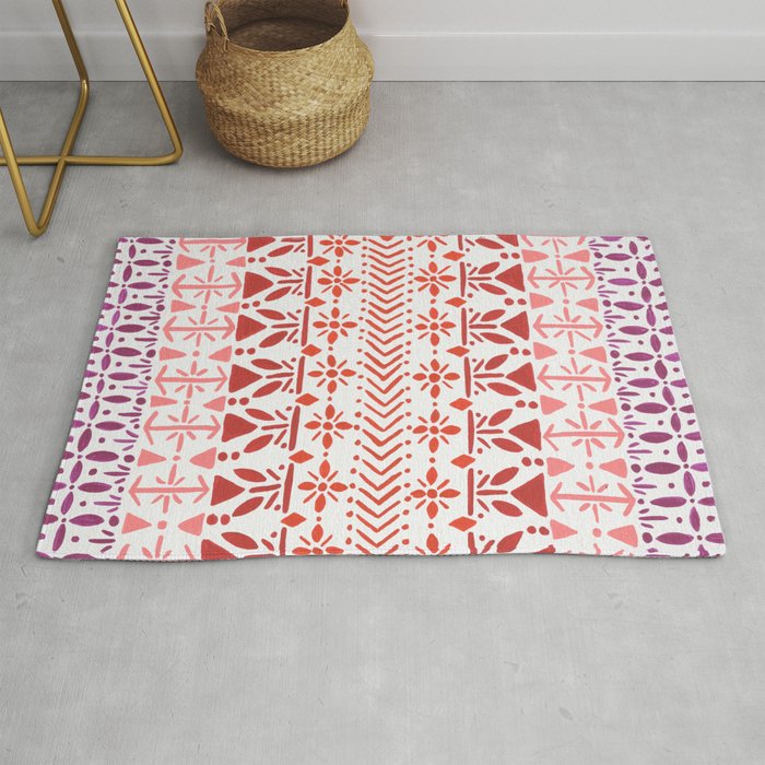 Norwegian Pattern – Reds & Corals Rug by Cat Coquillette | Society6