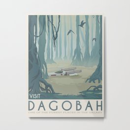 Dagobah art planet, Starwars retro travel, Yoda house warming, Death Star design, Luke Skywalker poster, Sci fi Landscape, Movie poster Metal Print