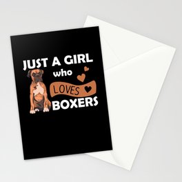 Only A Girl The Boxer Loves Dogs For Girls Stationery Card