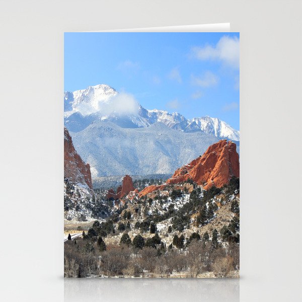 Snow at the Garden of the Gods, Colorado Springs Stationery Cards by trinitybennett
