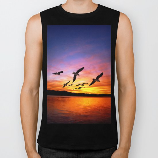 Seagull Sunset Biker Tank