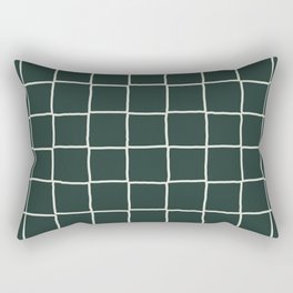 Dark Green Tiles Checker Plaid Rectangular Pillow