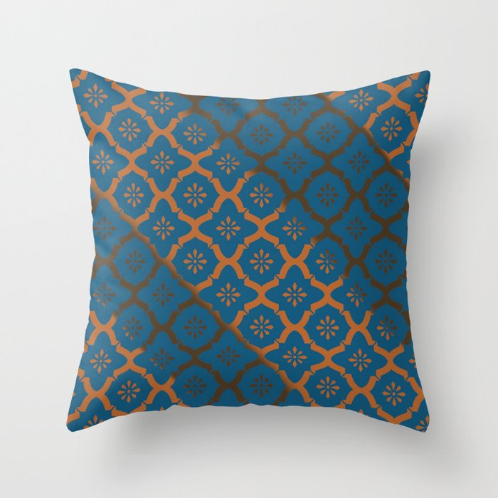 Moroccan Teal and Copper Throw Pillow