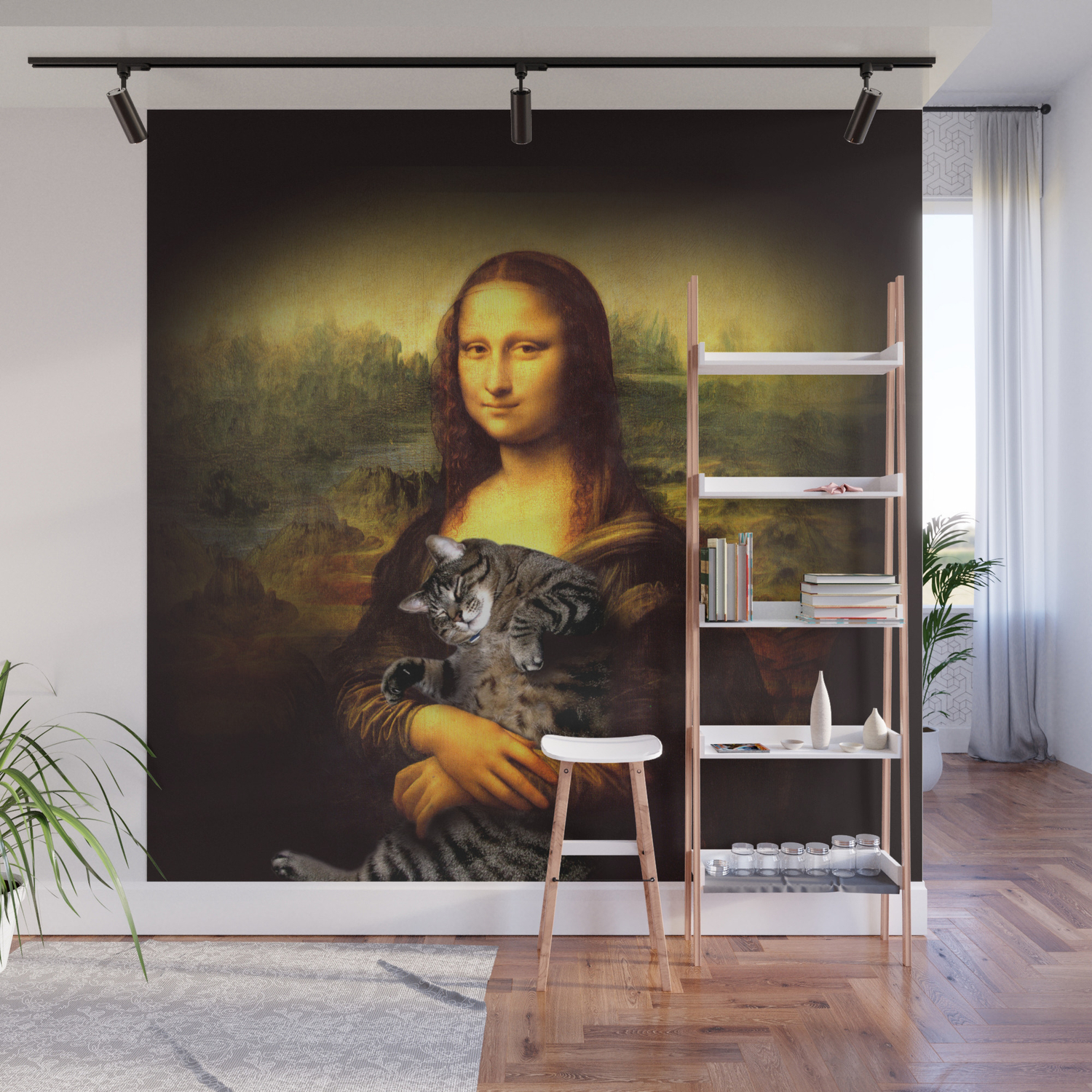 Mona Lisa Fat Crazy Cat Photo Kitty Fatso Famous Painting Wall
