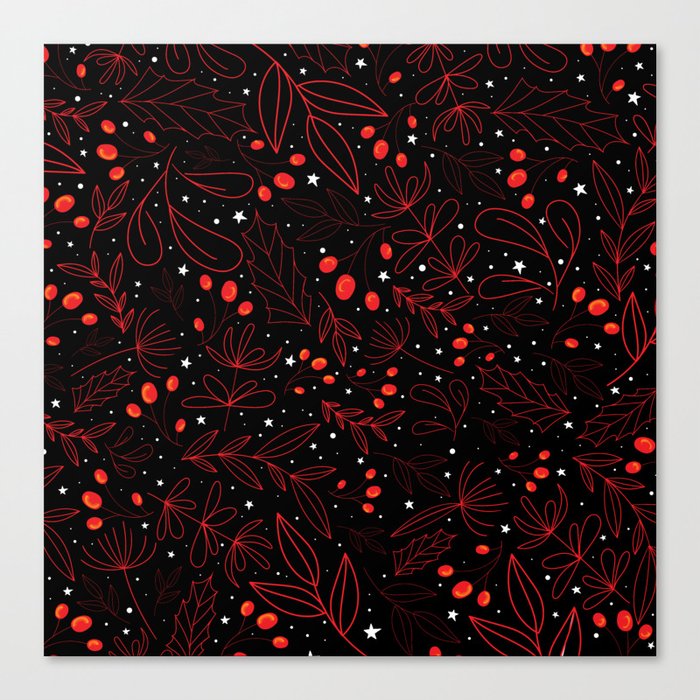 Merry Christmas Floral magical Pattern Canvas Print