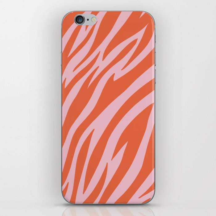 clouds aesthetic print - pink tiger print  iPhone Skin
