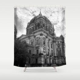 Berlin Black and White Photography Shower Curtain
