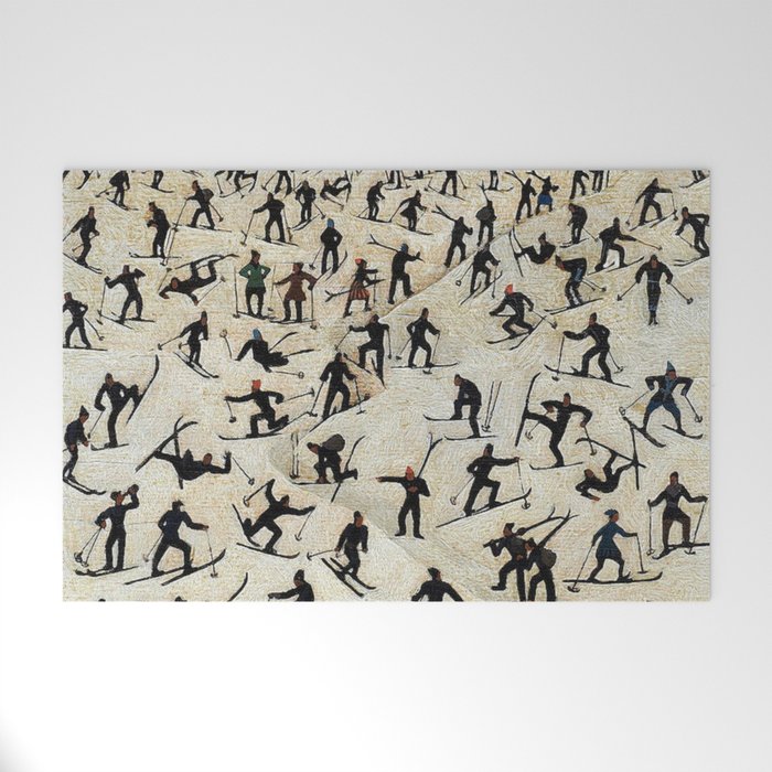 Skiers, Winter Slope Skiing Madness landscape painting by Franz Sedlacek