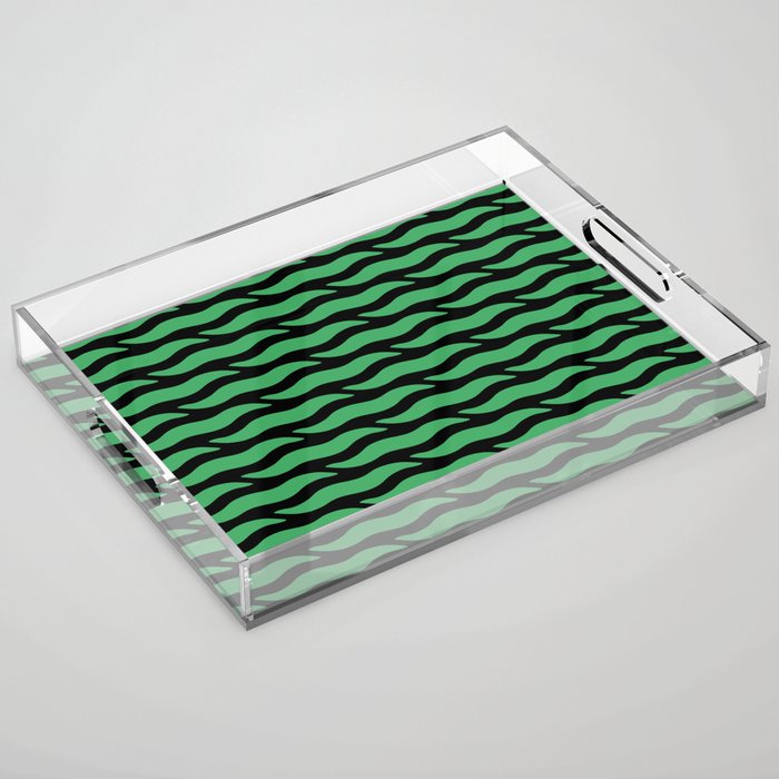 Tiger Wild Animal Print Pattern 345 Black and Green Acrylic Tray