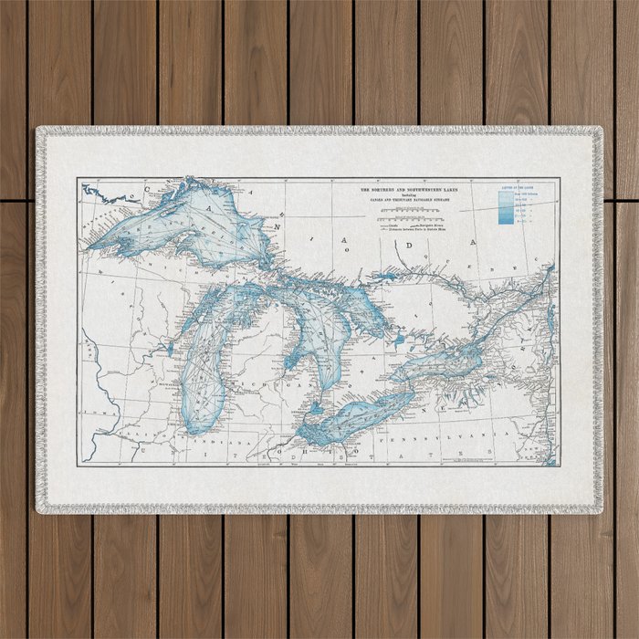 Vintage Great Lakes Map Outdoor Rug by Design Outfitters
