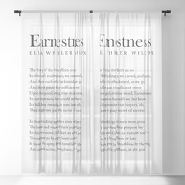 Earnestness - Ella Wheeler Wilcox Poem - Literature - Typography Print 1 Sheer Curtain
