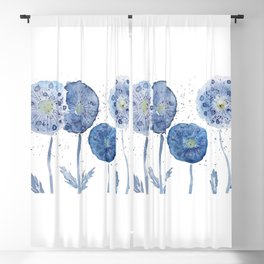 4 indigo abstract dandelion 2 Blackout Curtain