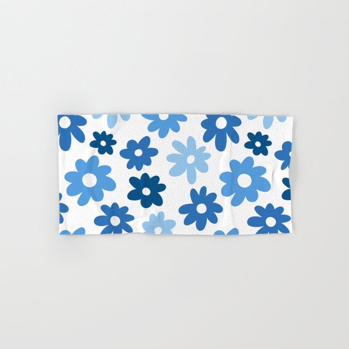 Daisy Flower Pattern (blue/white) Hand & Bath Towel