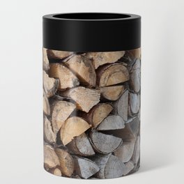 Old and new stacked firewood Can Cooler