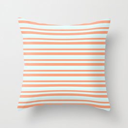 [ Thumbnail: Light Salmon & Light Cyan Colored Stripes Pattern Throw Pillow ]