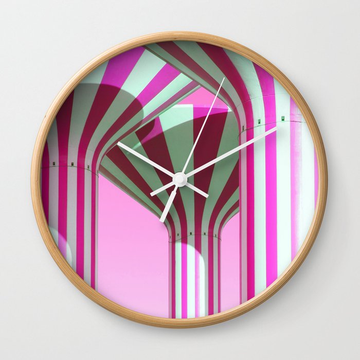 Pink Water Towers Wall Clock
