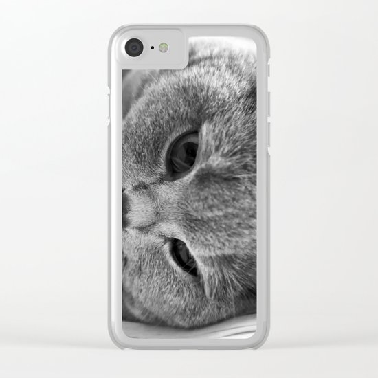 Cat Black white 3 Clear iPhone Case