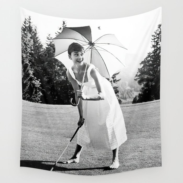 Audrey Hepburn Playing Golf, Black and White Vintage Art Art Audrey Hepburn Playing Golf, Black and White Vintage Art Art