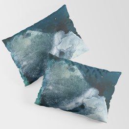 Untamed [2]: a vibrant minimal abstract design in blue gold and white by Alyssa Hamilton Art Pillow Sham