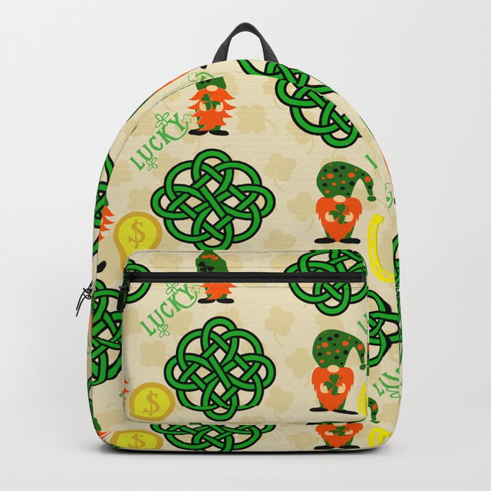 Celtic Knot Lucky Irish Gnome Backpack by Bliss Find And Design Society6