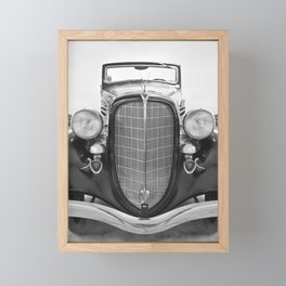 1934 Hudson 8 Convertible Vintage Car American Classic Automobile Collectible Black White Chrome Garage Framed Mini Art Print
