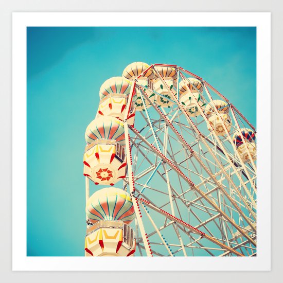 Ferris Wheel on blue sky Art Print