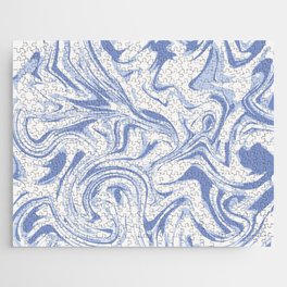 White Blue Marble Swirl Jigsaw Puzzle