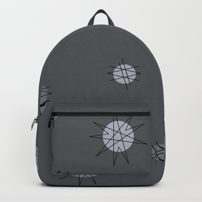 Atomic Age Starburst Planets Slate Gray Backpack