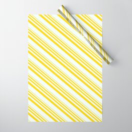 [ Thumbnail: Yellow and Mint Cream Colored Striped/Lined Pattern Wrapping Paper ]