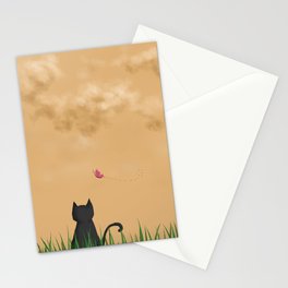 Cat and Butterfly Stationery Cards