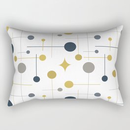 Mid Century Modern Abstract Retro Vintage Style Mustard, Navy and Grey Rectangular Pillow