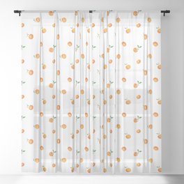 Clementines Watercolor Painting Sheer Curtain