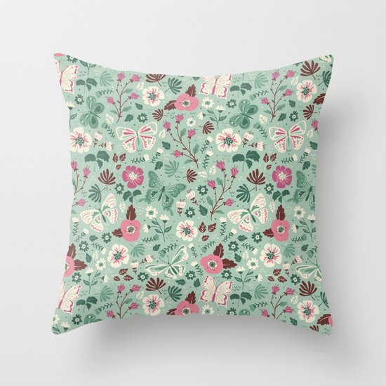 Garden Butterflies Throw Pillow