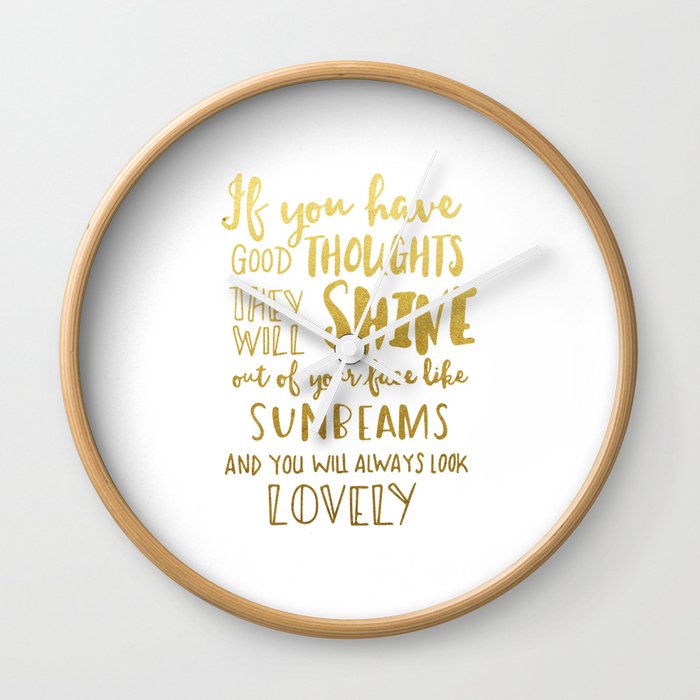 Good thoughts - gold lettering Wall Clock