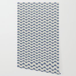 Calming minimalistic textured semi-circle geometric pattern - blue Wallpaper