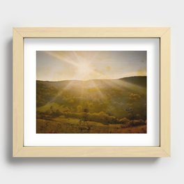 Vintage countryside sunset Recessed Framed Print