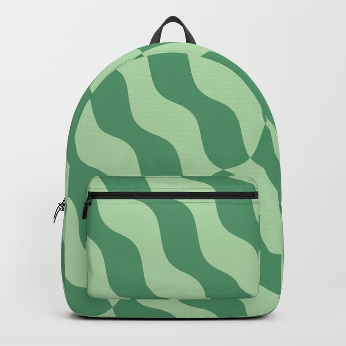 Retro Wavy Abstract Swirl Pattern in Green Backpack