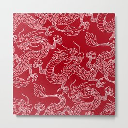 Lunar Year White Dragon Metal Print