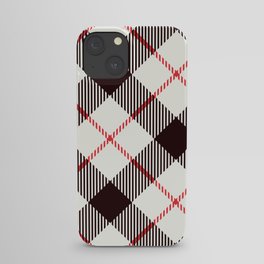White Tartan with Diagonal Black and Red Stripes iPhone Case