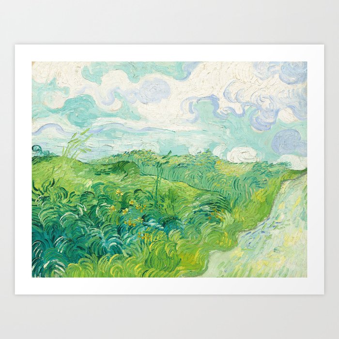 Green Wheat Fields - Auvers, by Vincent van Gogh Kunstdrucke | Gemälde, Green, Wheat, Fields, Auvers, Vincent, Van, Gogh, Wheatfield, Landscape